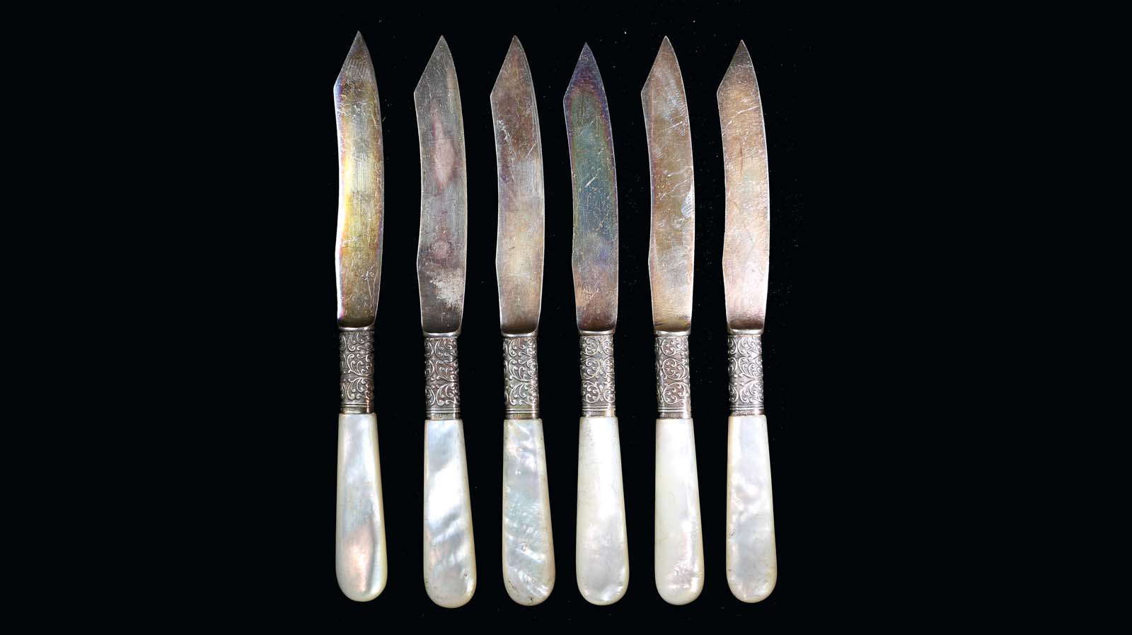 Antique Sterling Silver & Mother of Pearl BairdNorth Co.Butter Knives